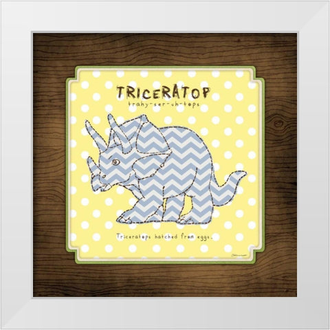 Triceratop White Modern Wood Framed Art Print by Marrott, Stephanie