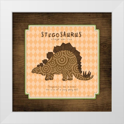 Stegosaurus White Modern Wood Framed Art Print by Marrott, Stephanie