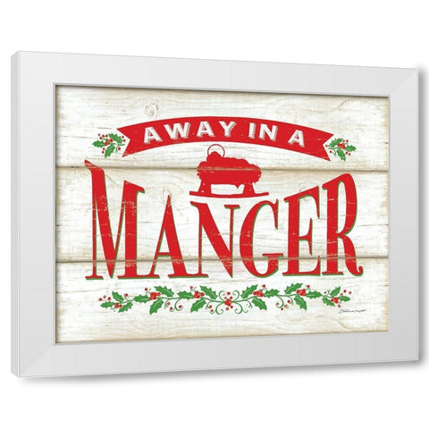 Away In A Manger White Modern Wood Framed Art Print by Marrott, Stephanie