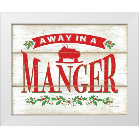 Away In A Manger White Modern Wood Framed Art Print by Marrott, Stephanie