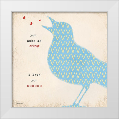 Make Me Sing White Modern Wood Framed Art Print by Marrott, Stephanie