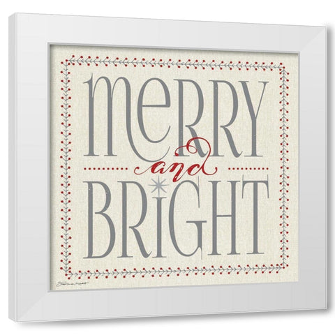 Merry and Bright White Modern Wood Framed Art Print by Marrott, Stephanie
