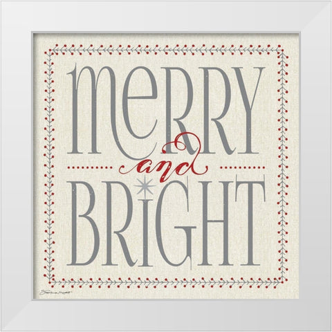 Merry and Bright White Modern Wood Framed Art Print by Marrott, Stephanie