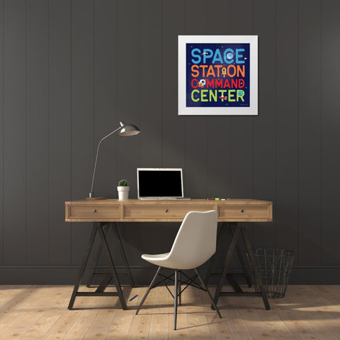 Space Command White Modern Wood Framed Art Print by Marrott, Stephanie
