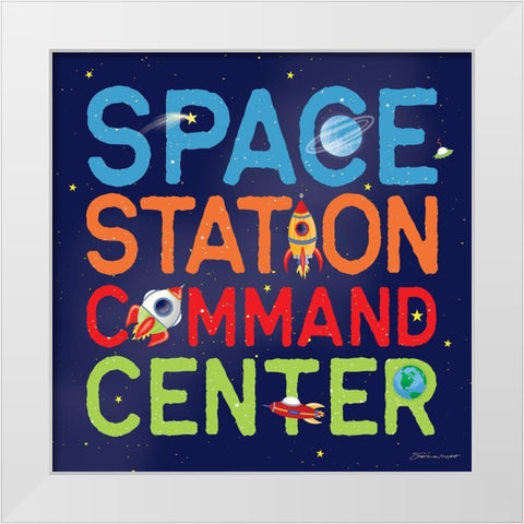 Space Command White Modern Wood Framed Art Print by Marrott, Stephanie