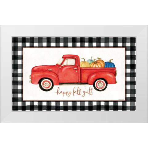 Happy Fall Yall White Modern Wood Framed Art Print by Marrott, Stephanie