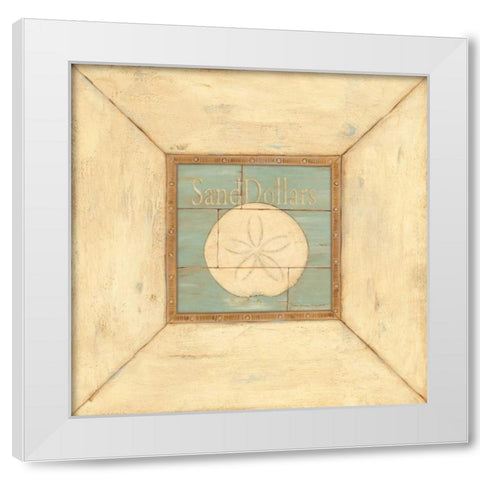 Sand Dollars on Blue White Modern Wood Framed Art Print by Marrott, Stephanie