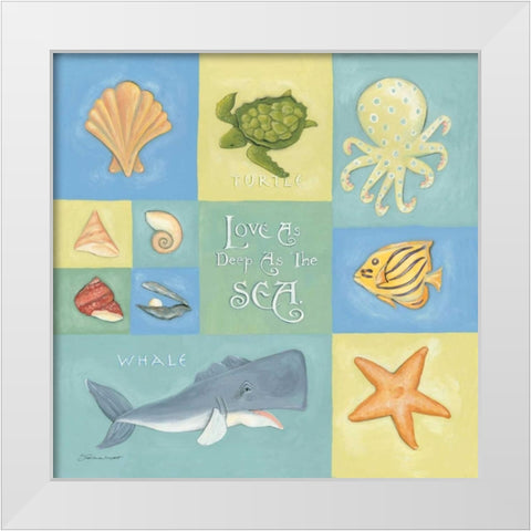 Love as Deep as the Sea White Modern Wood Framed Art Print by Marrott, Stephanie