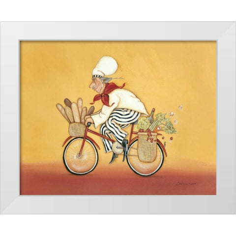 Biking Chef White Modern Wood Framed Art Print by Marrott, Stephanie