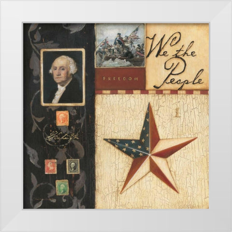 We the People White Modern Wood Framed Art Print by Marrott, Stephanie