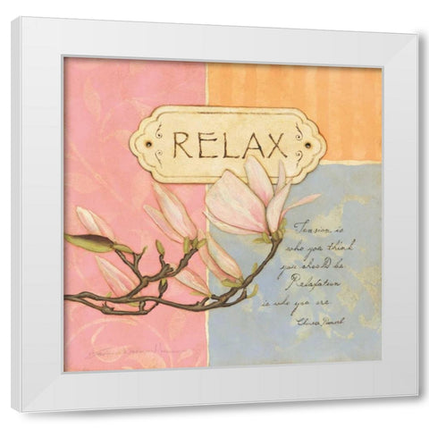 Relax White Modern Wood Framed Art Print by Marrott, Stephanie