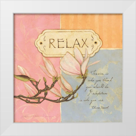 Relax White Modern Wood Framed Art Print by Marrott, Stephanie