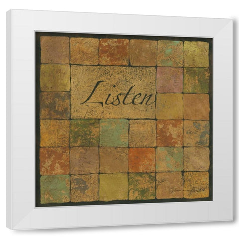 Listen White Modern Wood Framed Art Print by Marrott, Stephanie