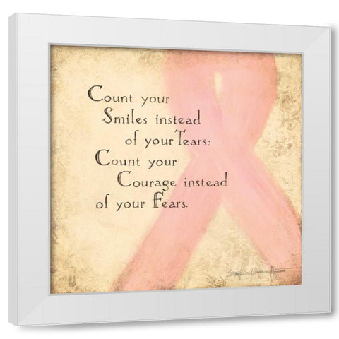 Count Your Smiles White Modern Wood Framed Art Print by Marrott, Stephanie