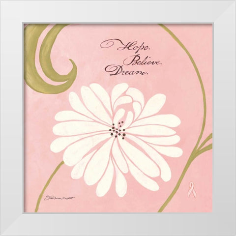 Hope Believe Dream White Modern Wood Framed Art Print by Marrott, Stephanie