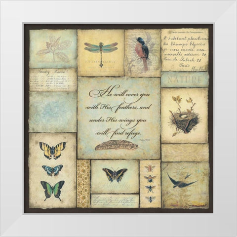 He Will Cover You White Modern Wood Framed Art Print by Marrott, Stephanie