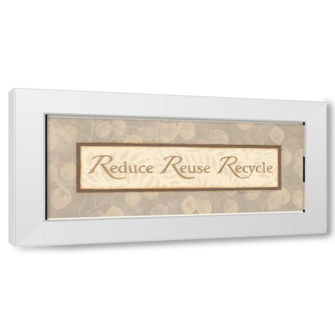 Reduce Reuse Recycle White Modern Wood Framed Art Print by Marrott, Stephanie