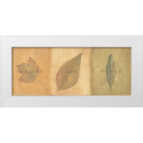 Imagine Love Peace White Modern Wood Framed Art Print by Marrott, Stephanie