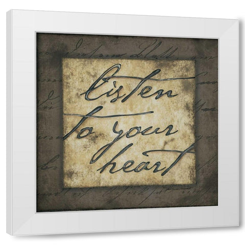 Listen White Modern Wood Framed Art Print by Marrott, Stephanie