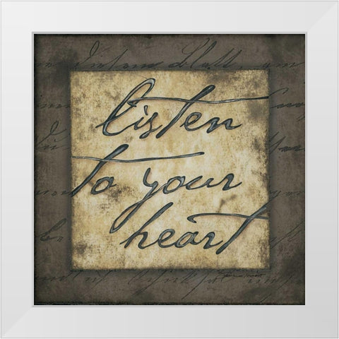 Listen White Modern Wood Framed Art Print by Marrott, Stephanie