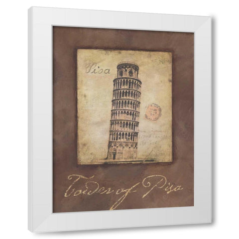 Tower of Pisa White Modern Wood Framed Art Print by Marrott, Stephanie
