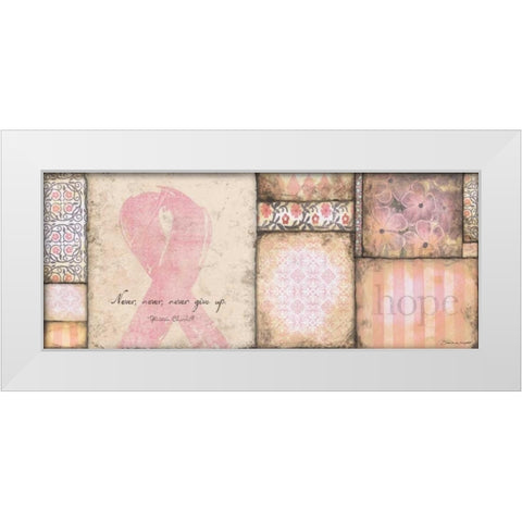 Never Give Up White Modern Wood Framed Art Print by Marrott, Stephanie