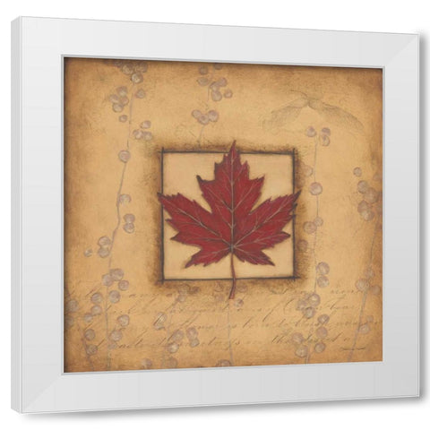 Maple Leaf White Modern Wood Framed Art Print by Marrott, Stephanie