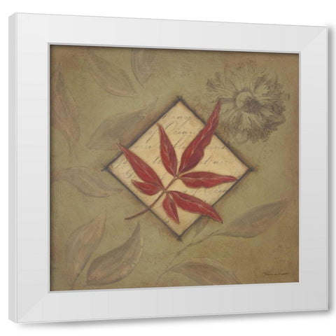 Red Leaf White Modern Wood Framed Art Print by Marrott, Stephanie