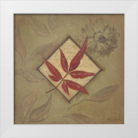 Red Leaf White Modern Wood Framed Art Print by Marrott, Stephanie