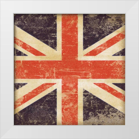 British Flag White Modern Wood Framed Art Print by Marrott, Stephanie
