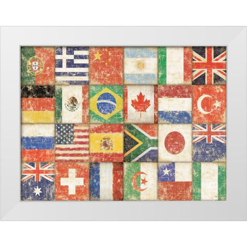 Flags of the World White Modern Wood Framed Art Print by Marrott, Stephanie