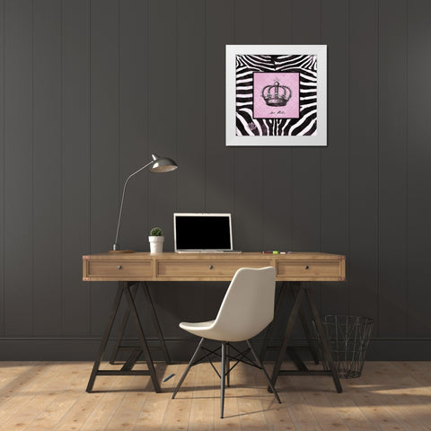 Zebra Crown II White Modern Wood Framed Art Print by Marrott, Stephanie