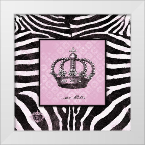 Zebra Crown II White Modern Wood Framed Art Print by Marrott, Stephanie