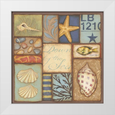 Down by the Sea White Modern Wood Framed Art Print by Marrott, Stephanie