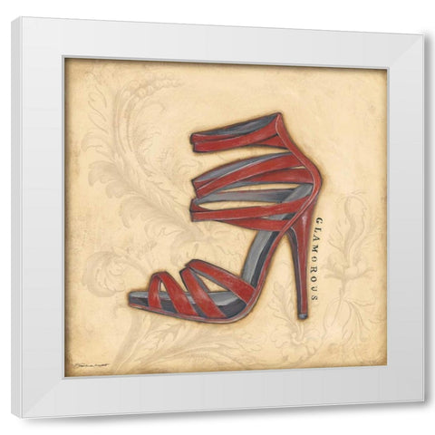 Glamorous Red Heel White Modern Wood Framed Art Print by Marrott, Stephanie