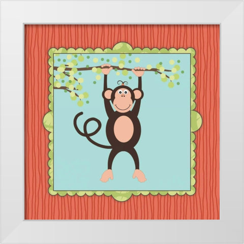 Hanging Monkey II White Modern Wood Framed Art Print by Marrott, Stephanie