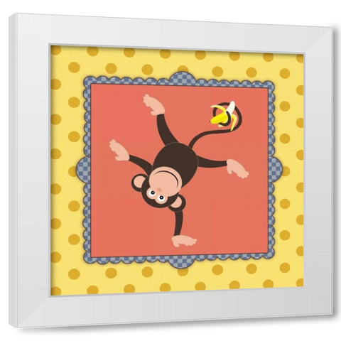 Twirl Monkey White Modern Wood Framed Art Print by Marrott, Stephanie