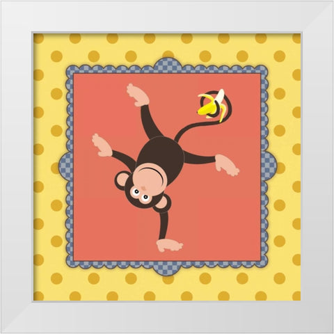 Twirl Monkey White Modern Wood Framed Art Print by Marrott, Stephanie