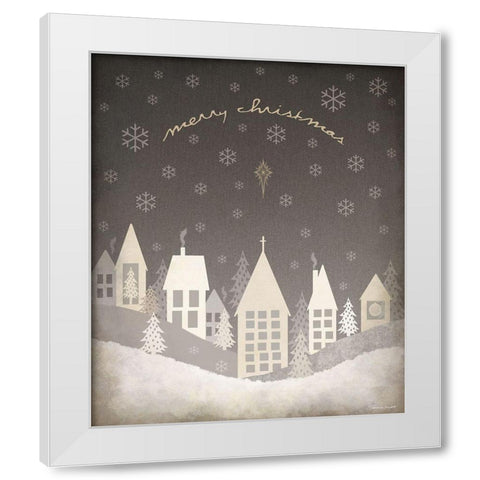 Christmas Village White Modern Wood Framed Art Print by Marrott, Stephanie