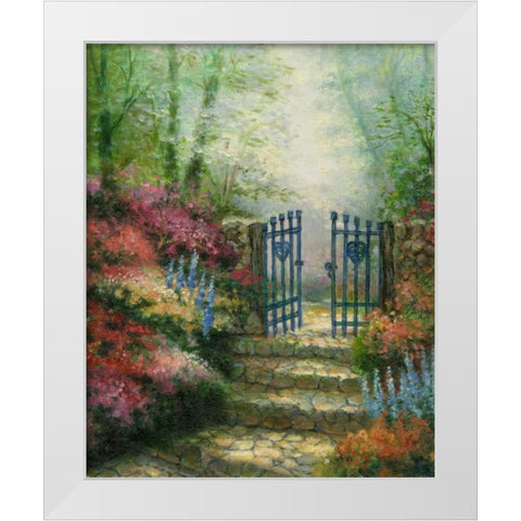 Garden Gateway White Modern Wood Framed Art Print by Chin, Art