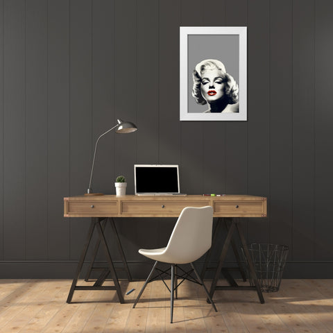 Red Lips Marilyn White Modern Wood Framed Art Print by Consani, Chris