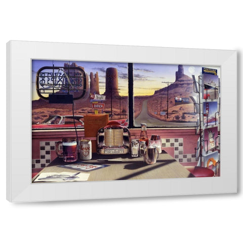 Love Diner White Modern Wood Framed Art Print by Consani, Chris