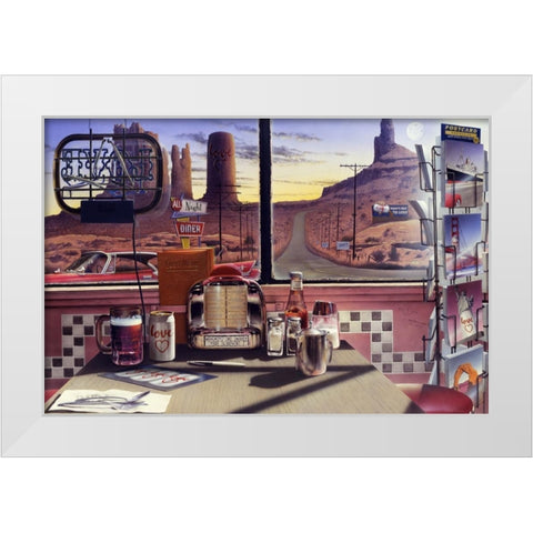 Love Diner White Modern Wood Framed Art Print by Consani, Chris