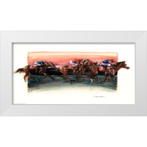Horse Race White Modern Wood Framed Art Print by Dean, Bruce