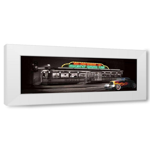 Mickeys Diner White Modern Wood Framed Art Print by Flint, Helen