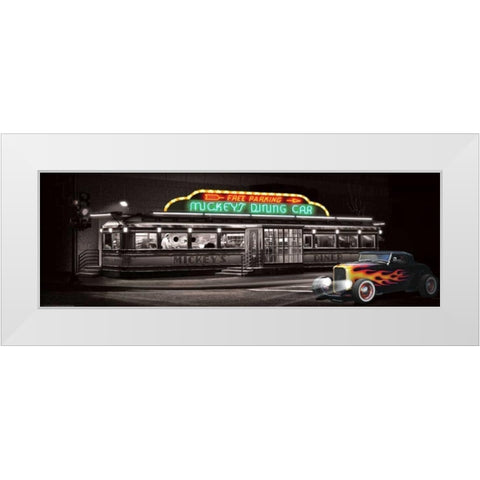 Mickeys Diner White Modern Wood Framed Art Print by Flint, Helen