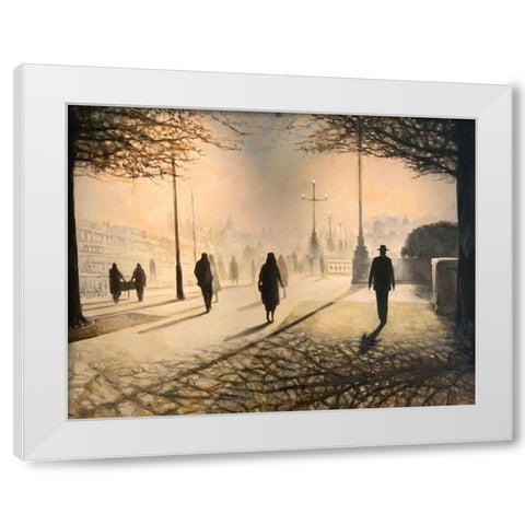 Afternoon In Paris White Modern Wood Framed Art Print by Gipe, Lawernce