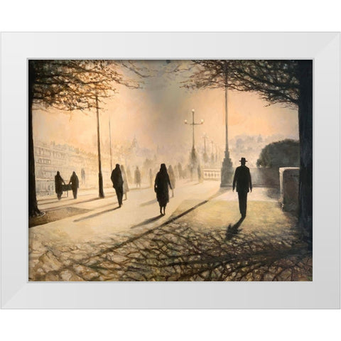Afternoon In Paris White Modern Wood Framed Art Print by Gipe, Lawernce