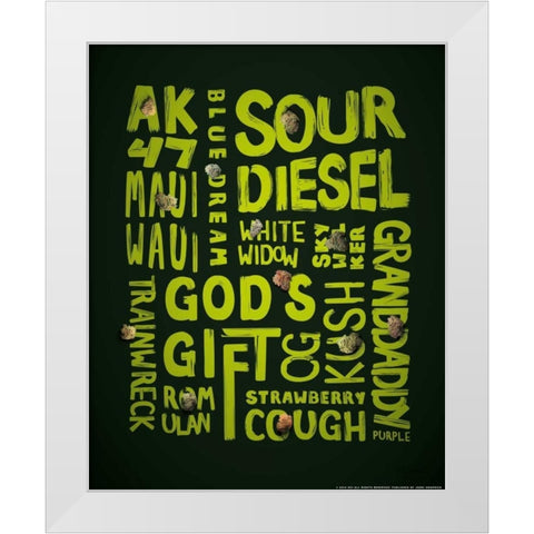 Green Words White Modern Wood Framed Art Print by Brando, JJ