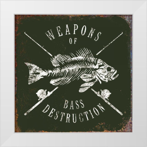 Weapons Of Bass White Modern Wood Framed Art Print by Brando, JJ